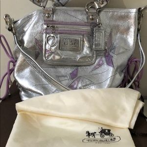 New coach metallic satchel shelf wear